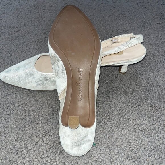 PAUL GREEN RIO SLING BACK PUMP MINERAL ANTIC METALLIC KITTEN HEEL NWOT 7.5 =US10 - Picture 6 of 10
